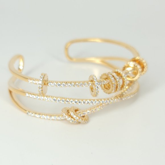 NEW Pave CZ Open Cuff Bangle Bracelet - Picture 10 of 12